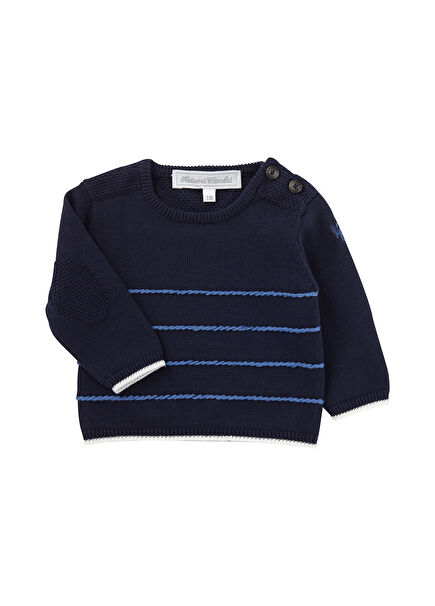 Lacivert Çizgili Erkek Bebek Triko Kazak