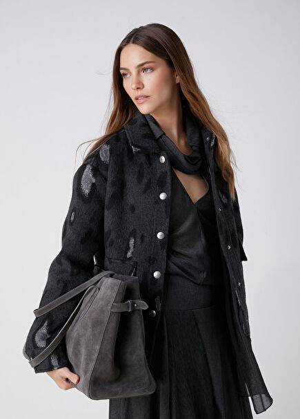 Anthracite Leopard Print Jacket