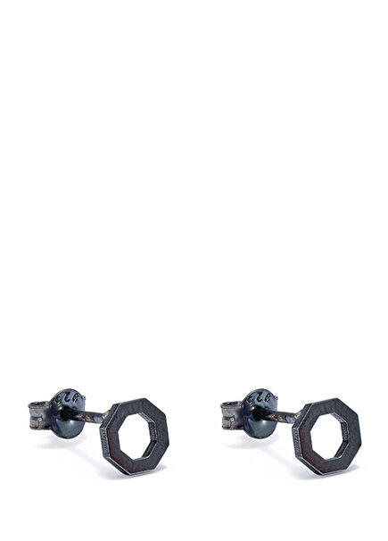 Oxide Octagon Chain Men's Silver Earrings