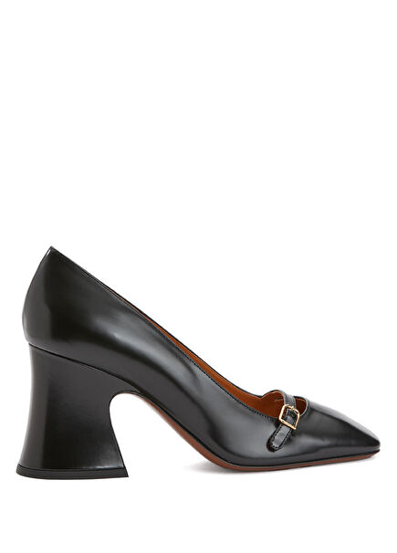 Black leather heels