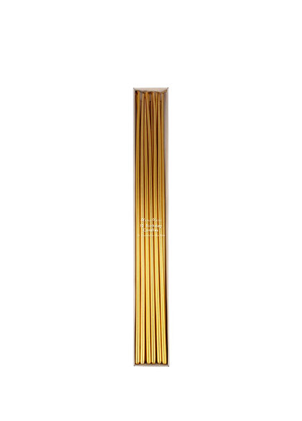 Gold Tall Tapered Candles Altın Rengi Uzun 12'li Pasta Mumları