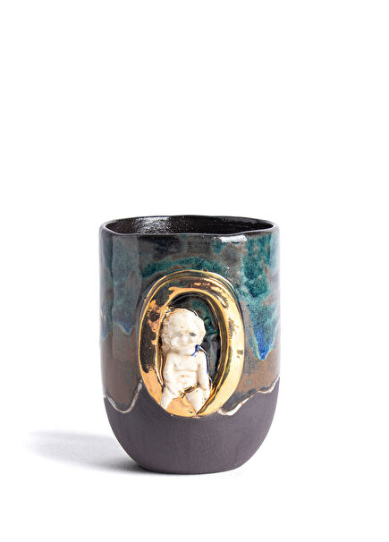 Angel O Harfli Antik Seramik Kupa