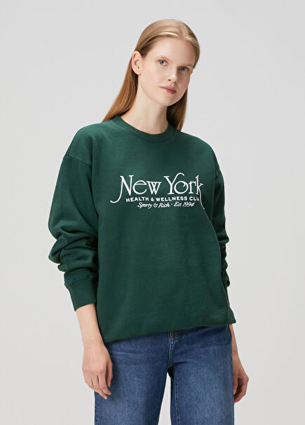 Dark Green Printed Sweatshirt