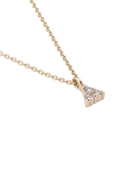 Üçgen Pırlanta Taşlı 14 Ayar Altın Kadın Kolye