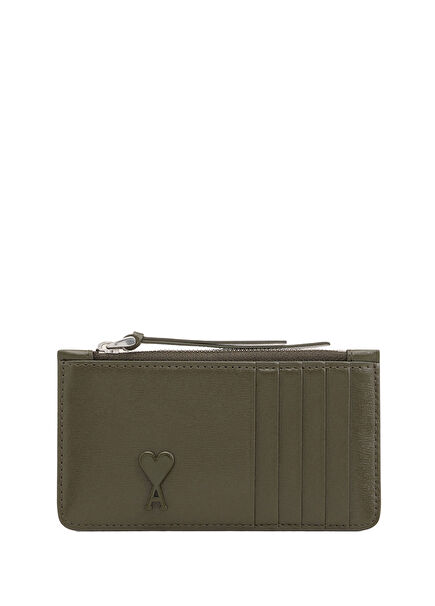 Khaki Logo Detailed Men's Leather Wallet