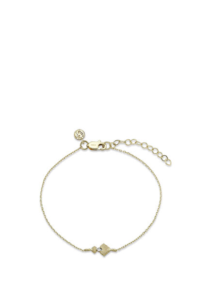 Heart Duo Mini Pırlanta Taşlı 14 Ayar Altın Kadın Bileklik