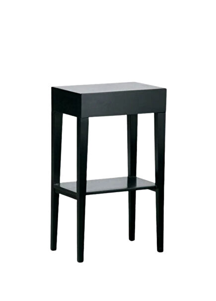 Solferino Black Wood Two-Tier Bedside Table