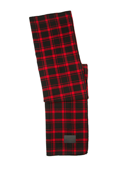 Kırmızı Siyah Ekose Desenli Battaniye