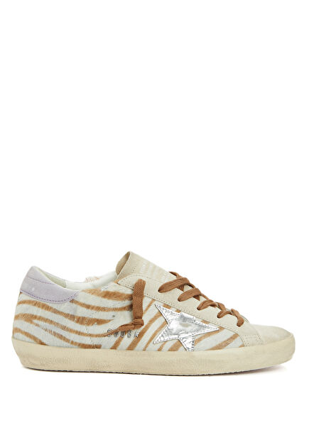 Super Star Zebra Print Women's Leather Sneakers