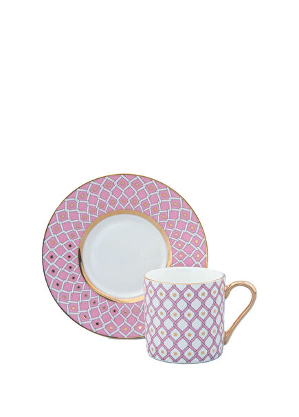 Idyllia Astra Pink Patterned Coffee Cup and Saucer