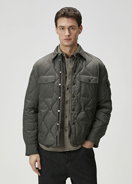 Haki Kapitoneli Ceket