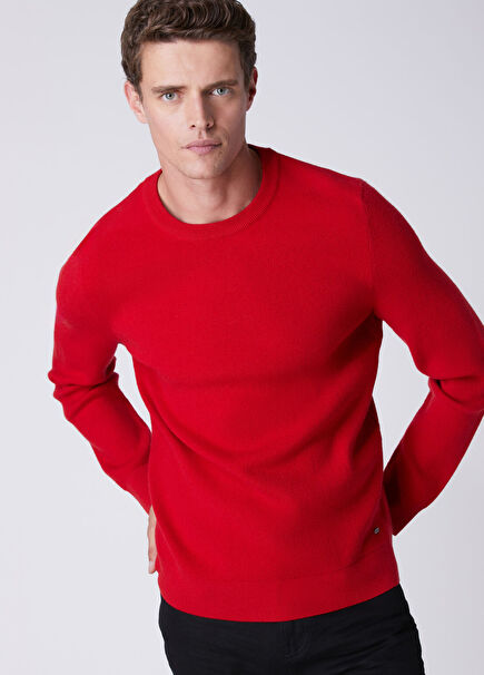 Red Knitted Basic Sweater