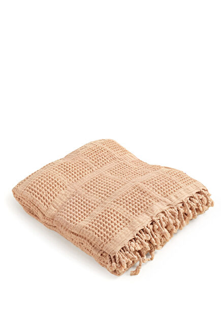 Solid Kum Rengi Tencel Pamuk Tek Kişilik Pike 160 x 220 cm