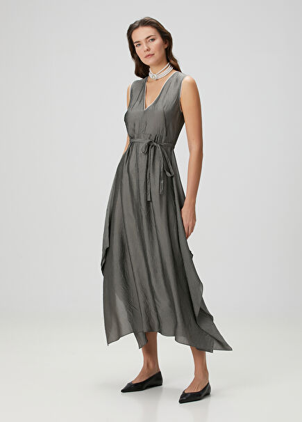 Cyclamen Grey Midi Dress