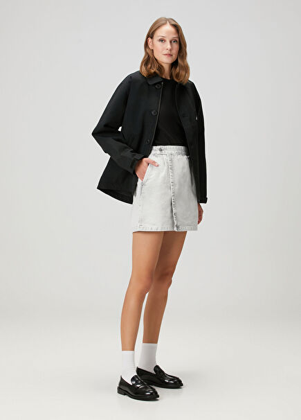 Emery Gri Mini Denim Etek