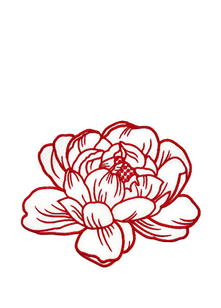 Peony Red Linen 2-Piece Coaster