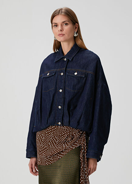 Regular Fit Koyu Mavi Denim Ceket