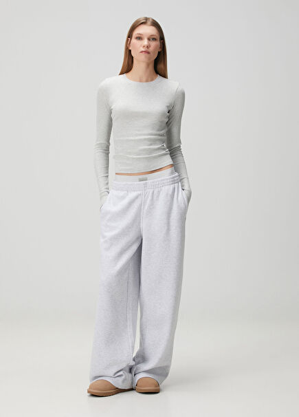 Cotton Fleece Light Gray Oversized Sweatpants