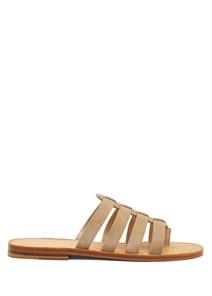 Beige Men's Leather Slippers
