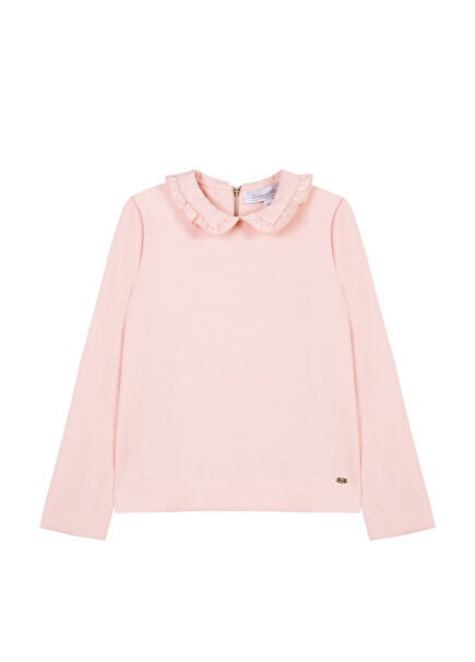 Pembe Bebe Yaka Uzun Kollu Kız Çocuk Bluz