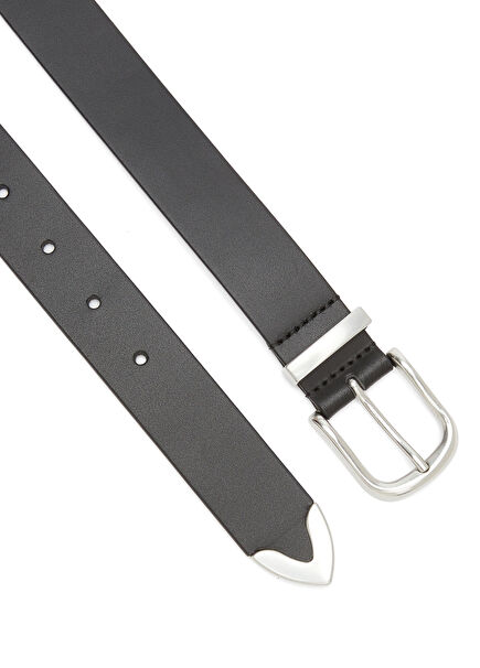 Black Men's Leather Belt