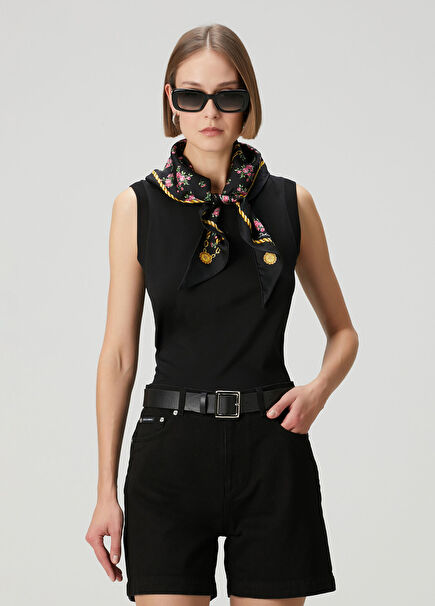 Black Scarf Detailed T-Shirt