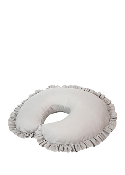 Grey Cotton Ruffled Baby Nursing Pillow