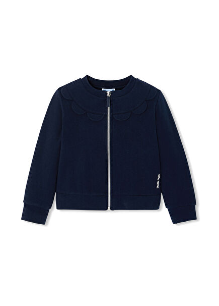 Lacivert Fermuarlı Kız Çocuk Polar Hırka