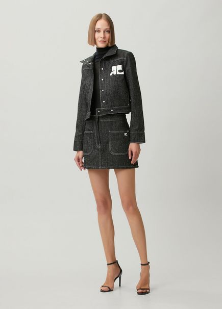 Black Mini Denim Skirt