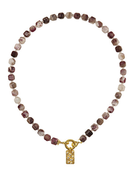 Amora Turmalin Taşı 925 Ayar Gümüş Üzeri Altın Kaplama Kadın Kolye