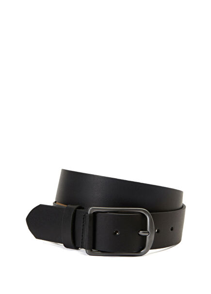 Black Men's Leather Belt