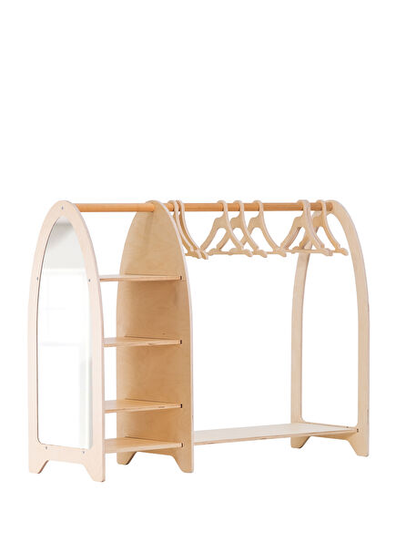 Natural Wood Mirrored Children's Cabinet