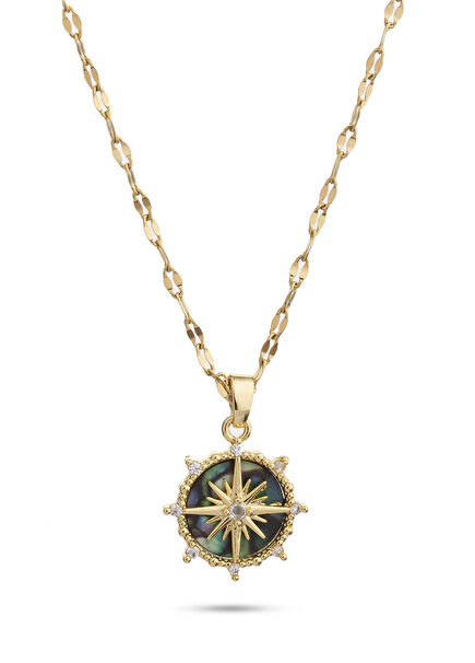 Colorful Compass Gold Plated Women's Necklace
