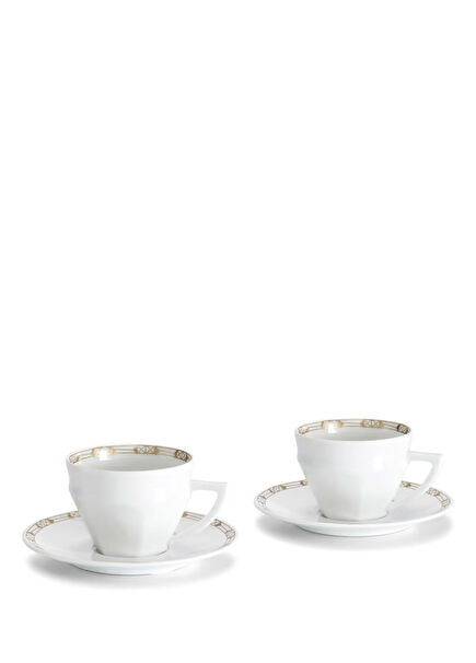 Talleyrand White Porcelain Set of 2 Tea Cups