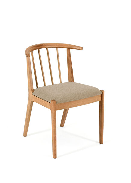 Viking Natural Oak Beige Fabric Upholstered Dining Room Chair