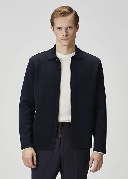 Lacivert Yün Dış Gömlek