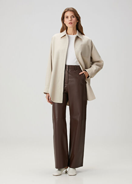 Kahverengi Deri Pantolon