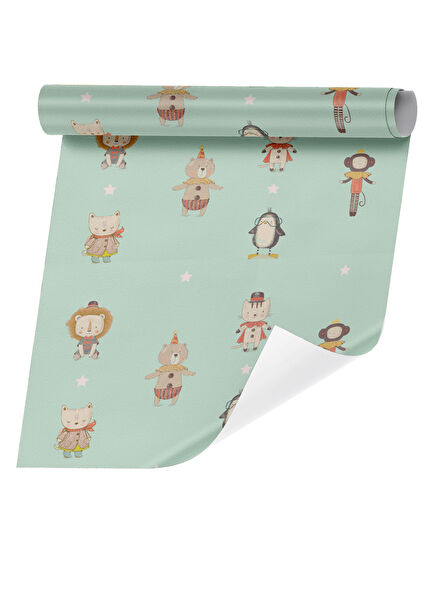 Sirk Temalı Mint Çocuk Odası Duvar Kağıdı