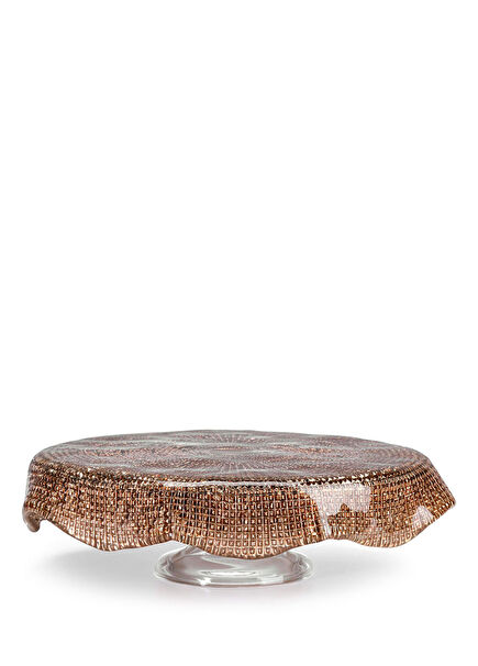 Diamante Kestane Cam Sunum Tabağı 26 cm