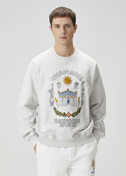 Grey Figure Embroidered Organic Cotton Sweatshirt