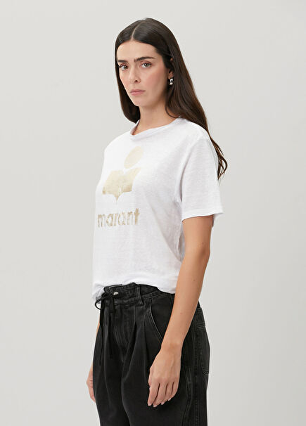 Zewel Beyaz Gold Keten T-shirt
