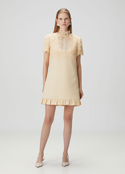 Cream Mini Wool Cocktail Dress