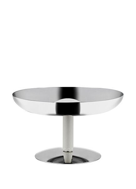 Beige Leather Steel Footed Snack Bowl 13 cm