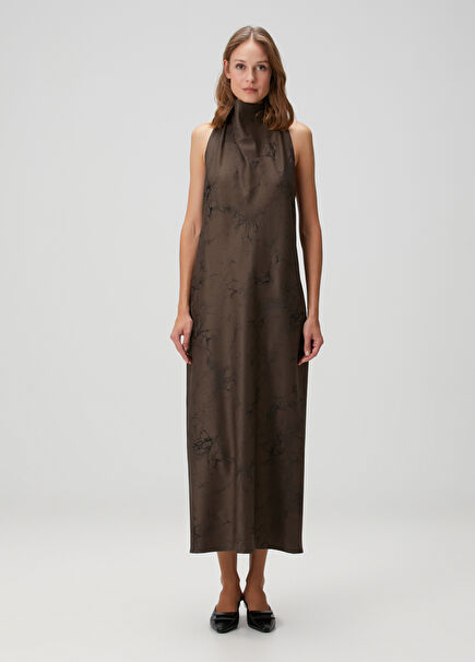 Francoise Khaki Midi Wool Dress