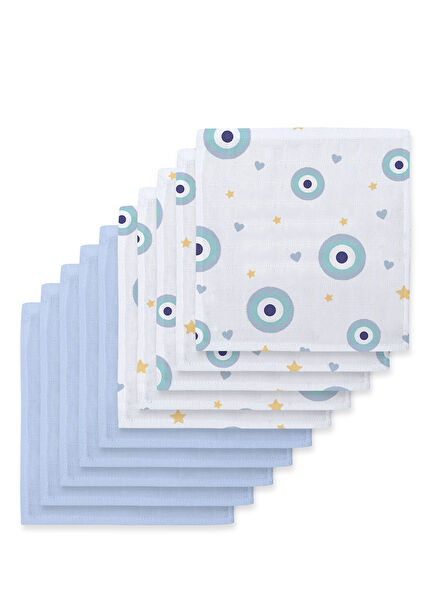 Le Nazar & Endless Blue 10-Pack of Muslin Baby Mouth Diapers