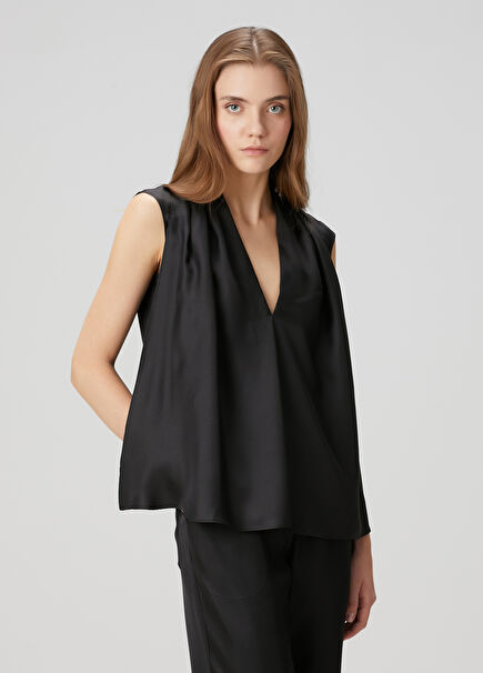 Simple black silk blouse