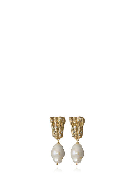 Broken Shell Pearl Silver Women's Earrings