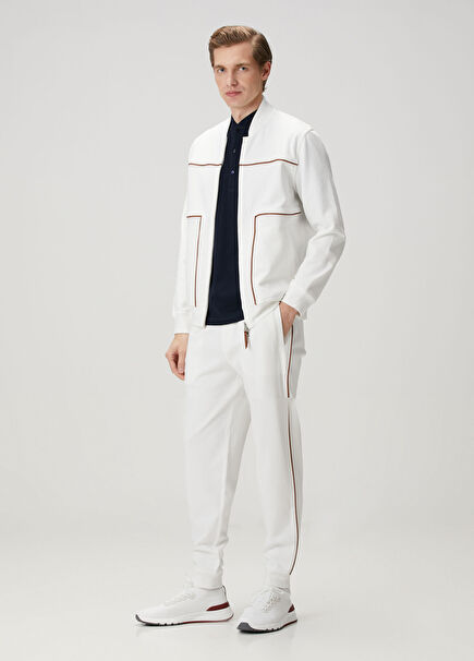 White Waist Corded Jogger Sweatpants