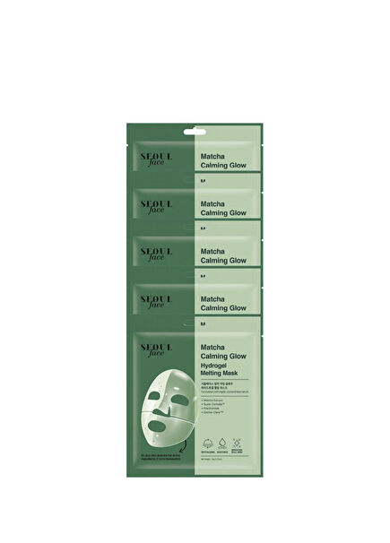 Seoul Face Matcha Yatıştırıcı Işıltı Veren Eriyen Glow Hidrojel 5'li Kağıt Yüz Maskesi 34 gr