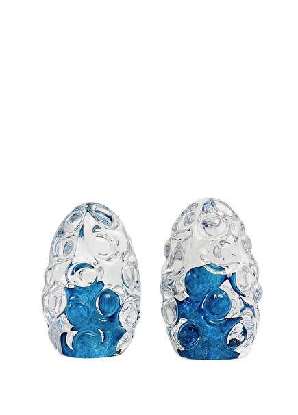Blue Glass Bubble 2-Piece Sphere Decorative Object
